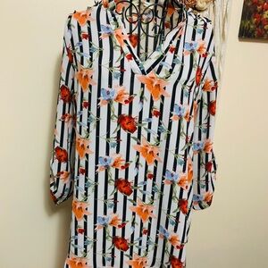 Wishful Park Multicolor Floral Striped Top